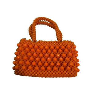 Vintage 1960s Orange Beaded Handbag Purse Made in Italy